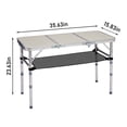 thumbnail image 4 of Hassch 3-Height Adjustable Camping Table, Tri-Fold Portable Aluminum Alloy Picnic Table with Mesh Storage Shelf, Lightweight for Indoor Outdoor Beach Patio BBQ, 3FT, White, 4 of 9