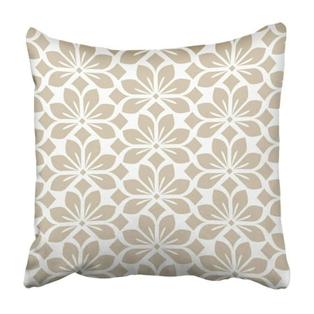 - ARTJIA Abstract floral leaf beige and white Pillowcase Throw Pillow Cover Case 16x16 inches