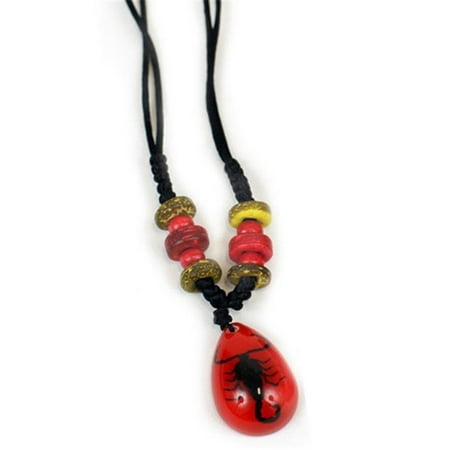 ED SPELDY EAST NEK101 Necklace Beaded Black Scorpion Red Background