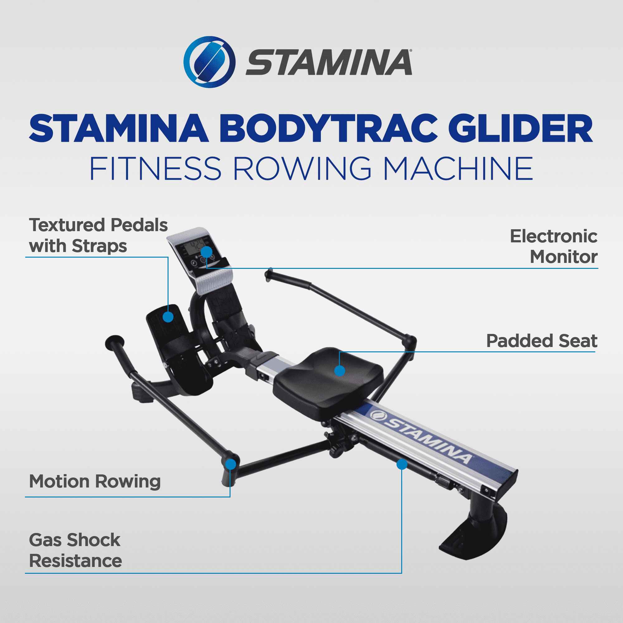 Stamina Hydraulic Rowing Machine, BodyTrac Glider, Full Body Exercise Equipment