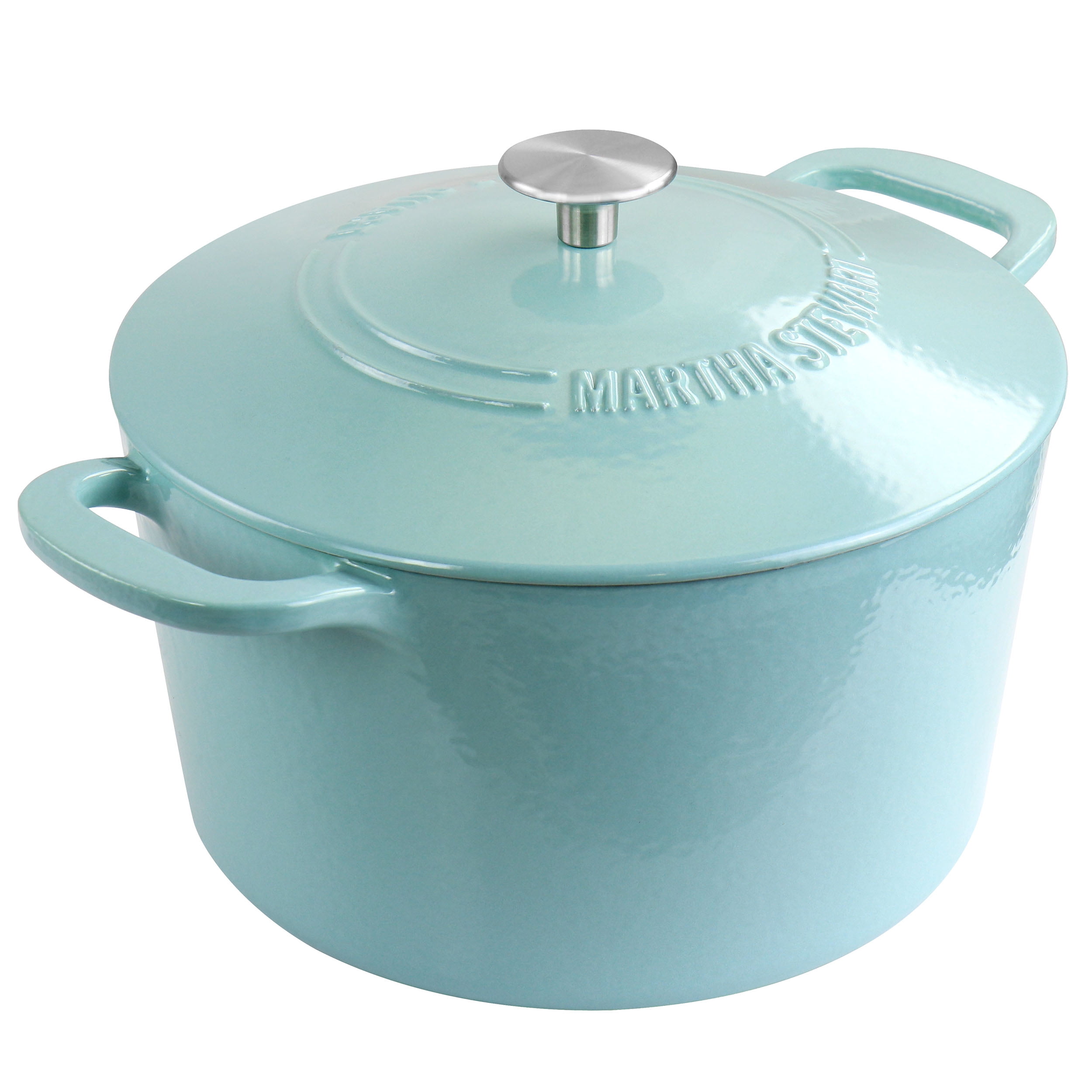 Martha Stewart Everyday Enameled Cast Iron 7 Quart Dutch Oven with Lid in Turquoise