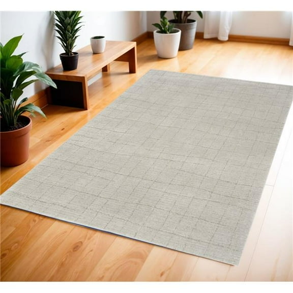 4' X 6' Beige and Gray Abstract Power Loom Area Rug