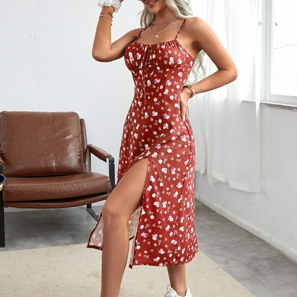 jovati Long Sleeve Dress Women High-Split Dress Maxi Dress Sexy