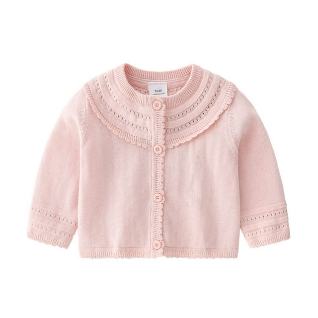 Cardigan en Tricot 100 % Coton pour Bébés Filles Manches Longues Col Rond Léger pour 12-24M