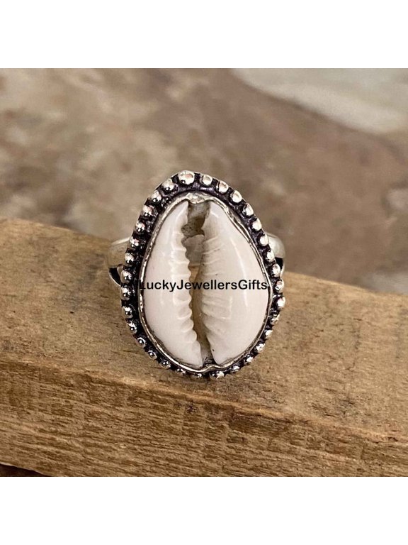 White Cowrie Shell Ring