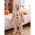 thumbnail image 4 of RUINIXCW Toddler Baby Girl Boy Halloween Outfit Clown Costume Infant Baby Girl Boy Romper Birthday Photoshoot Outfit Collar Long Sleeve Jumpsuit Hat, 4 of 8