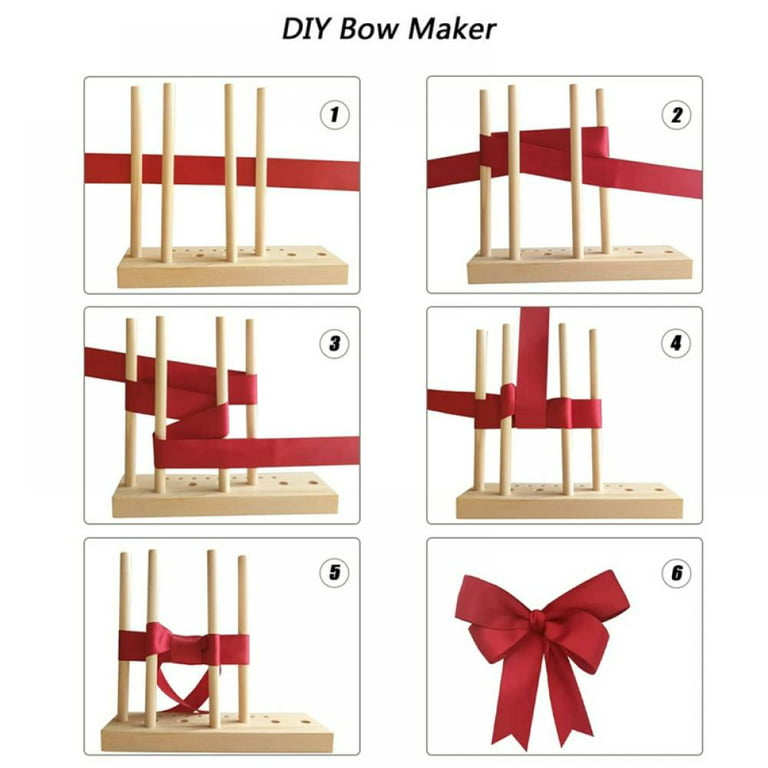 Bow Maker for Ribbon Wreaths, Double Sided Wooden Bow Making Tool for  Crafts Hair Bow Makers Decoration for DIY Christmas Holiday Gift