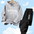 thumbnail image 3 of Conjunto de chándal de dos piezas para adolescentes de 2 a 13 años, sudadera con capucha y pantalones de chándal para primavera y otoño, ropa para niños, trajes deportivos, 3 of 5