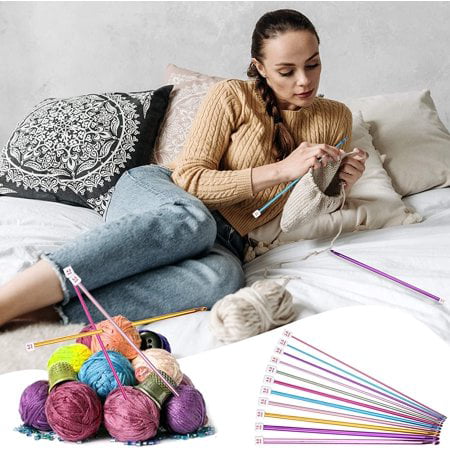 Long Crochet Hook Set, 11pcs Tunisian Crochet Hooks Multicolor
