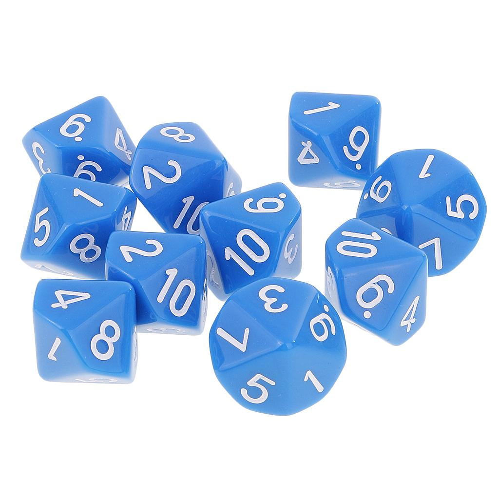 10PCS 10 Sided Dice D10 Polyhedral Dice Acrylic for Dungeons and Dragons RPG 