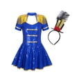 thumbnail image 4 of inhzoy Kids Girls Sequins Majorette Drum Major Costume Tassel Circus Uniform Leotard Dress Royal Blue-A 14, 4 of 9