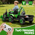 thumbnail image 3 of 4-in-1 24V Kids Ride On Electric Tractor Toy with Construction Attachments (Excavator, Dump Truck & Bulldozer) with Remote Control, 3 Speed Adjustable, Built-in Music Player, LED Light, Green, 3 of 8