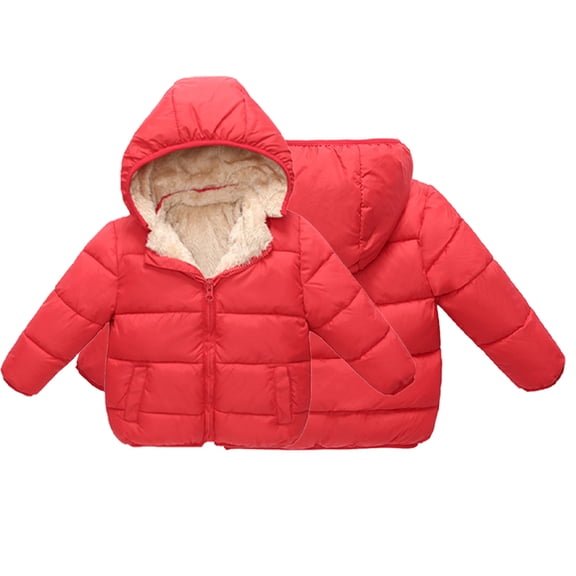 Esaierr Baby Girls Boys Fleece Hooded Jacket for Toddler Kids Winter Coat Padded Thickened Warm Cotton Jacket for 1-8Y