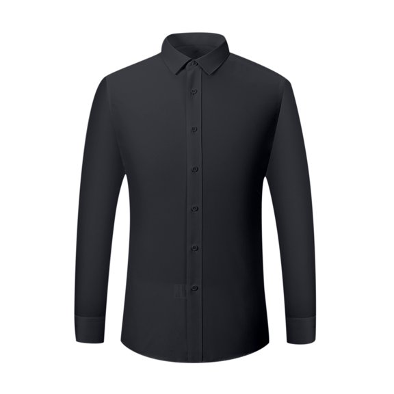 Fesfesfes Long Sleeve Shirt for Men Turndown Solid Business Twill Detail Slim Fit Buttons Long Sleeve Shirt On Sale