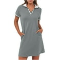 thumbnail image 3 of Womens Polos Dresses Casual Summer Shirts Dress Short Sleeve V Neck Tennis Golf Mini Shift Dresses 2025 Fashion Vacation Travel Skirts Outfit, 3 of 9