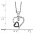 thumbnail image 2 of 925 Sterling Silver Polished Prong set Lobster Claw Closure Black and White Diamond Love Heart Pendant Necklace 13mm Wid, 2 of 2