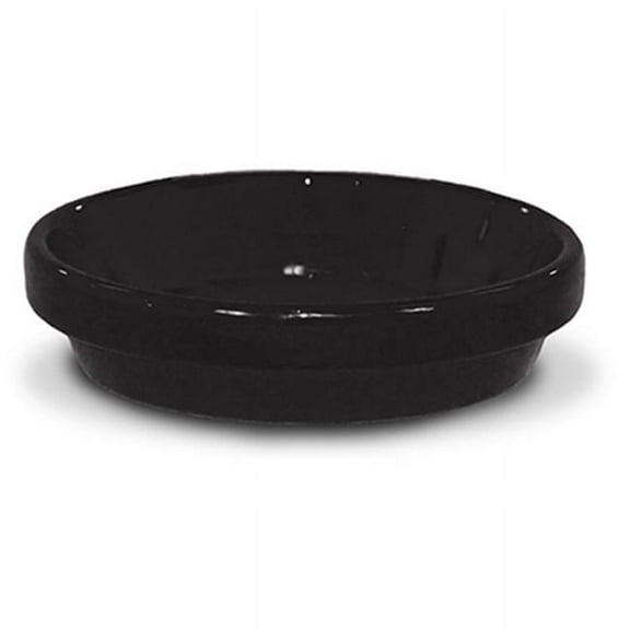 Ceramo 173761 5.75 x 0.75 in. Powder Coated Ceramic Saucer, Black - Pack of 10