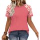 thumbnail image 5 of Tops de manga corta de mujer Casual Raglan manga fuera del hombro impresión blusa verano suave, 5 of 8