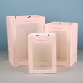 thumbnail image 1 of Zhuge Regalo, flores, bolsas de embalaje para cajas de regalo, bolsas de regalo con ventana transparente, flores, recuerdos, bolsas de embalaje para muñecas (rosa claro, grande), 1 of 5