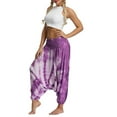 thumbnail image 6 of XIAOFFENN Bootcut Yoga Pants For Women, Womens Baggy Harem Pant Elastic Waist Drop Crotch Pant Lightweight Cotton Casual Wide Leg Beach Yoga Pants Pink Free Size, 6 of 7