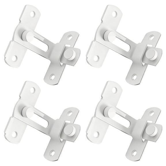 4 Pcs 90 Degree Door Latches, White Stainless Steel Barn Door Safety Latch, Heavy Duty Gate Latch, 2.4 x 2.8 x 1.6 in / 6 x 7 x 4 cm Security Door Latch, Space-Saving Right Angle Hook, with Screws