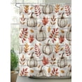 thumbnail image 2 of Fsddascl Thanksgiving Shower Curtain Set - Small 36" x 72" Washable Bathtub Curtain with 12 Hooks, Fall White Pumpkin Maple Leaf Wooden Grain Waterproof Fabric Stall Shower Curtains for Bathroom, 2 of 6