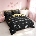 thumbnail image 2 of Homewish Diamonds Blings Full Size Bedding Sets for Girls, With God All Things Are Possible Print Full Size Bed in a Bag, Yellow Black, Black Reversible, 7pcs, 2 of 7