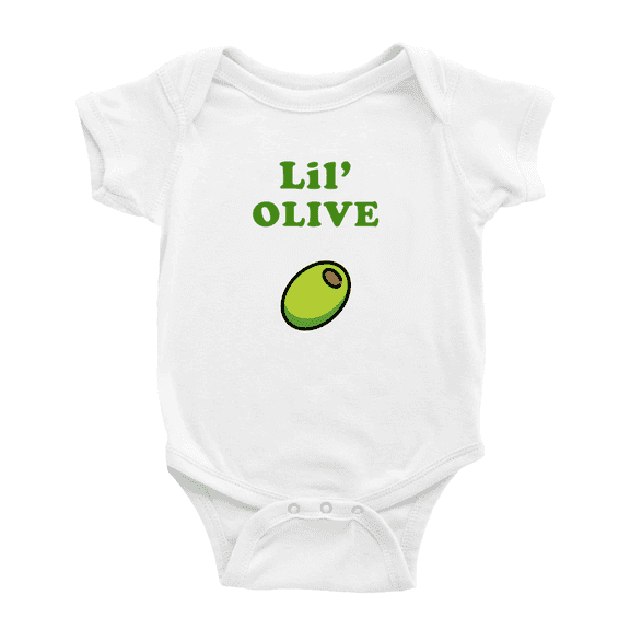 Cute Infant Romper Lil' Olive Food Funny Boy & Gril Jumpsuit (White, 12-18 Months)