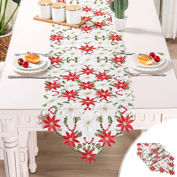Clearance! Caoblia Christmas Table Runner 15x58" Table Runner Winter Xmas Holiday Kitchen Table Decor for Christmas Dinner Table Party Decor, Christmas Decorations