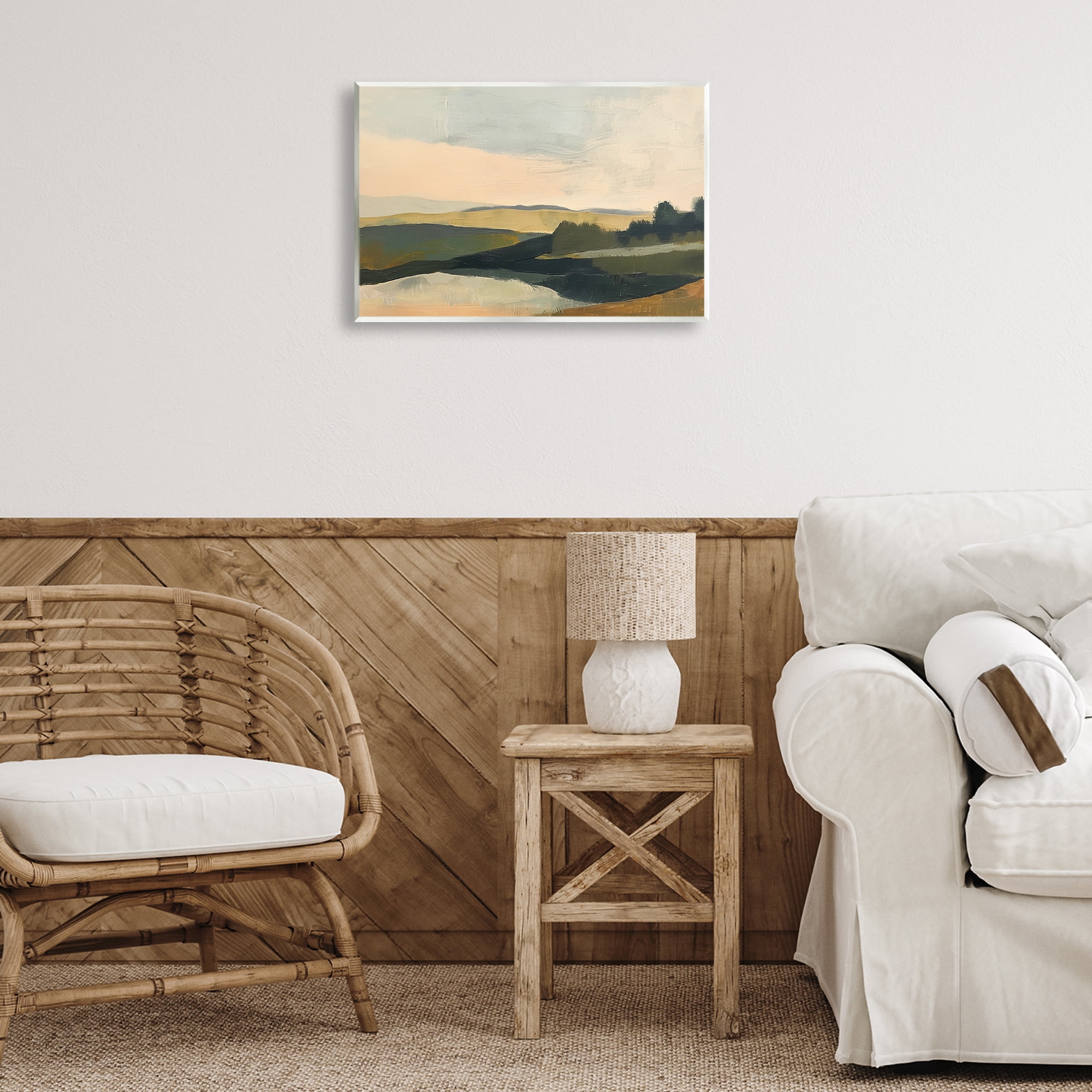 Stupell Industries Green Hills Painting Landscape & Nature Painting Unframed Art Print Wall Art, 19 x 13