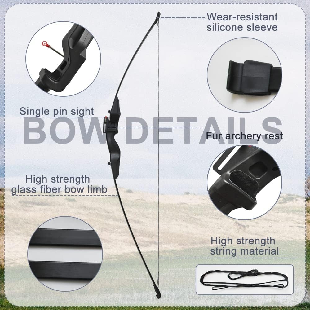 Runzkzy Straight Draw Bow Set 40 Pounds with Red Dot Aiming Professional Hunting Bow and Arrow Shooting Practice Arrow Accessories