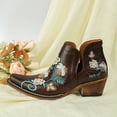 thumbnail image 6 of BRGZLK Womens Cowgirl Western Ankle Boots Trendy Novel Floral Embroidered Pointed Toe Side Cutout Block Heel Booties Classic Vintage Comfort Country Footwear Coffee 37, 6 of 10