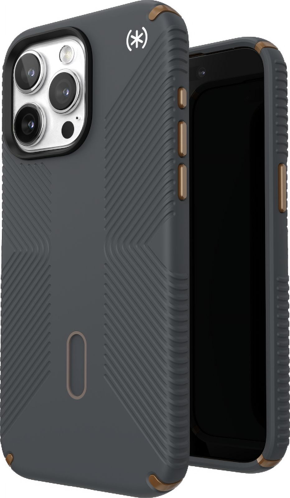 Speck iPhone 15 Pro Max Case-Presidio2 Grip-ClickLock-MagSafe-6.7 Inch Phone Case-Charcoal Grey/Cool Bronze/White
