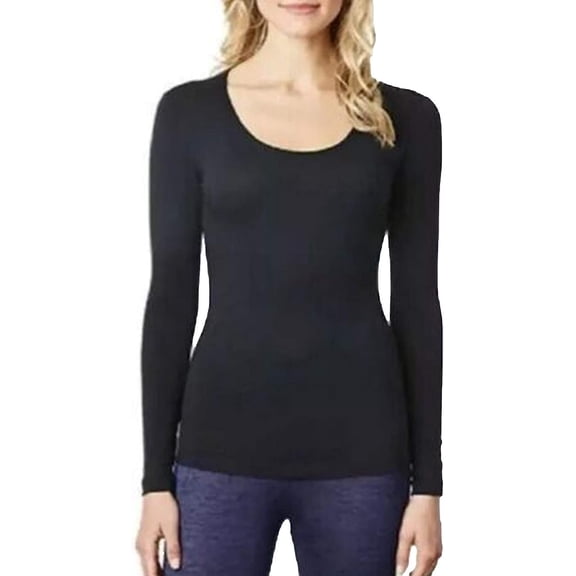 32 Degrees Heat Women's Long Sleeve Scoop Neck Shirt Size: L, Color: Black
