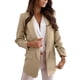 thumbnail image 1 of Chaquetas de traje de Negocios para mujer Frente abierto Manga larga Trabajo de negocios Chaquetas de traje informal Cárdigan ligero con cuello con muescas,blazer moda（Caqui， L), 1 of 4