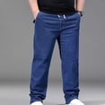 thumbnail image 6 of GUZOM Mens Big and Tall Relaxed Fit Elastic Waist Jeans, Pull-On Denim Pants with Drawstring, Classic Blue, XXL to 5XL,Size 2XL, 6 of 9