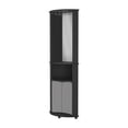 thumbnail image 5 of Corner Bar Cabinet with Glass Doors, 75 Inch Tall Farmhouse Wine Bar Cabinet with Two Shelves and Stemware, Home Bar for Dining Room/Living Room/Kitchen, Black, 5 of 5