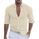 thumbnail image 2 of Blusa y camisa de manga larga con cuello vuelto para hombre, blusa informal de moda con cuello vuelto y botones, blusa de manga larga para hombre, 2 of 6