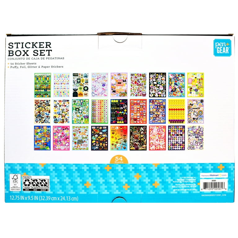 Pen+Gear Best Stickers Ever Box, Puffy, Glitter, Paper, Sticker