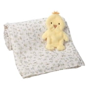Lambs & Ivy Ducky Cotton Muslin Swaddle Blanket w/ Lovey Baby Gift Set