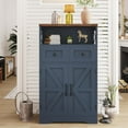 thumbnail image 6 of Farmhouse Blue Storage Cabinet with Barn Doors and Drawers, Freestanding Kitchen Pantry Cabinet, Hutch Cupboard for Kitchen Laundry Living Room, 6 of 15