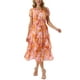 thumbnail image 4 of INSPIRE CHIC Vestido Midi de Manga Corta con Volantes y Capas en Color Naranja con Estampado Floral, 4 of 6