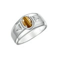 thumbnail image 4 of RYLOS Men's Rings 14K White Gold Classic 7X5MM Oval Gemstone & Diamond Ring Tiger Eye November Birthstone Rings For Men, Gold Rings Size 11, 4 of 8