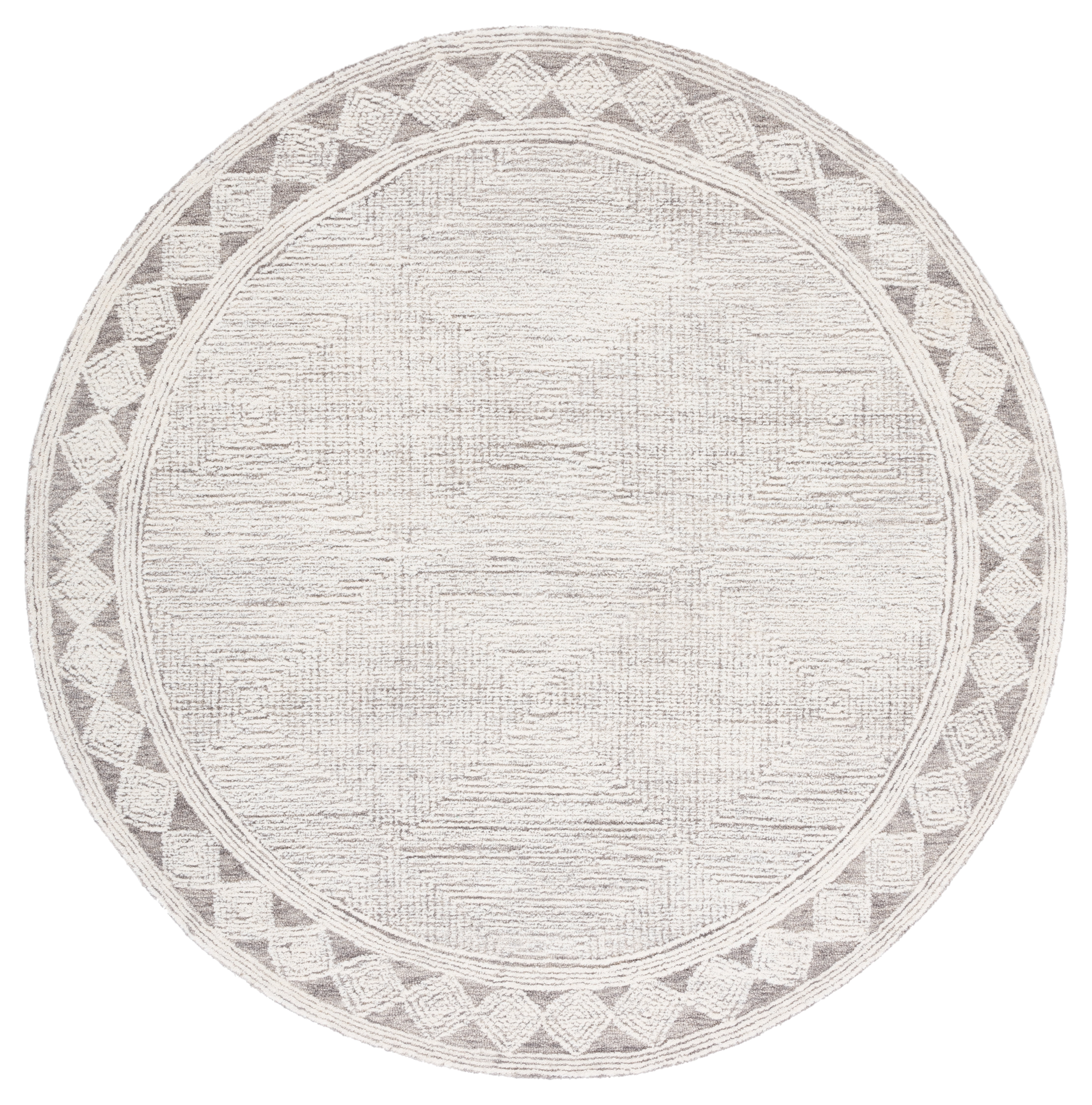 SAFAVIEH Abstract Augustine Geometric Wool Area Rug, Ivory/Gray, 8' x 8' Round