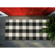 Buffalo Plaid Checkered Rug by - Black & White Washable Woven Mat - Decoration for Indoor & Outdoor - Decor for Entryway, Patio, Kitchen, Bedroom, Bathroom and Dining Room (27.5" x 43.3")