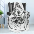 thumbnail image 4 of Salamander Soft Flannel Fleece Throw Blanket, Close Shot Graphic Illustration of an Axolotl Monochrome Drawing, Cozy Plush for Indoor and Outdoor Use, 50" x 60", Charcoal Grey and White, by Ambesonne, 4 of 5