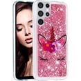 thumbnail image 2 of Case for Samsung S24 Ultra, Galaxy S24 Ultra Case Cute Pink Glitter Luxury Sparkle Liquid for Girls Women Quicksand Clear Soft TPU Protective Case for Samsung Galaxy S24 Ultra Wink Unicorn, 2 of 6