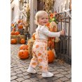 thumbnail image 5 of RUINIXCW Baby Girl Halloween Outfit Ribbed Long Sleeve Romper and Bow Pumpkin Floral Print Overalls 2 Pcs Set, 5 of 9