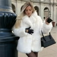 thumbnail image 6 of Womens Faux Fur Coat Winter Casual Oversized Lapel Jackets Warm Outerwear White L, 6 of 9