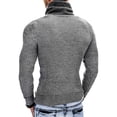 thumbnail image 2 of Men's Asymmetrical Zip Knit Sweater High Neck Long Sleeve Slim Fit Pullover, 2 of 7